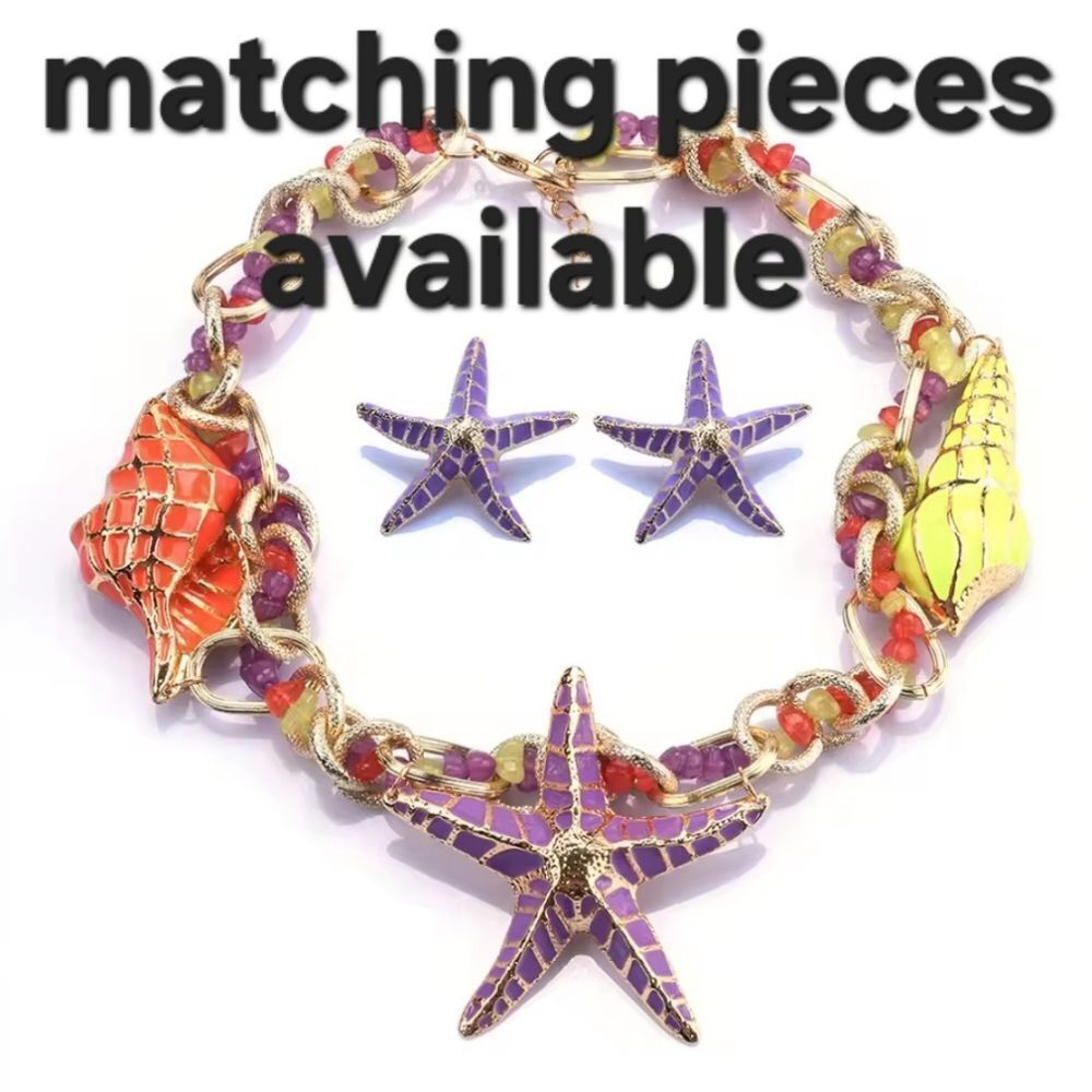 New ZARA Purple Starfish Statement Stud Earrings - Picture 9 of 12